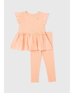 Girls Rib Dress & Pants Set