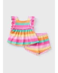 Girls Stripe Top & Shorts Set