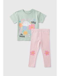 Girls Floral Top & Leggings Set