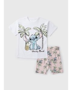 Disney Girls Stitch Palm T-Shirt & Shorts Set