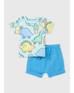 Boys Dino Print T-Shirt & Shorts Set