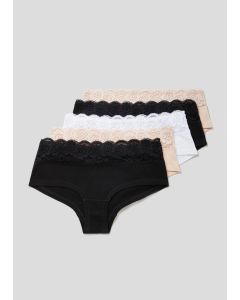 5 Pack Lace Trim Short Knickers