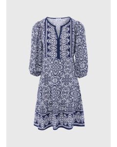 Border Print Boho Mini Dress