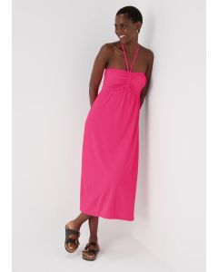 Ruched Crinkle Midi Dress