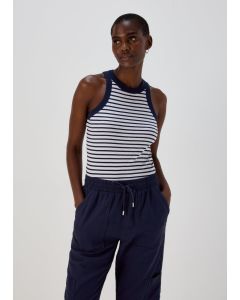 High Neck Stripe Ribbed Vest