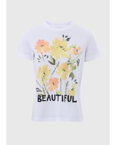 Floral Print Slogan T-Shirt