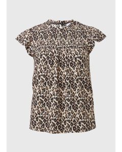 Leopard Print Shirred Top