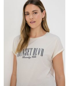 Beige Slogan T Shirt