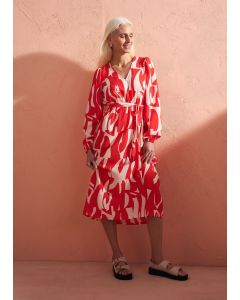 Et Vous Abstract Print Balloon Sleeves Dress