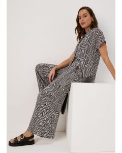 Et Vous Printed Wide Leg Co Ord Trousers