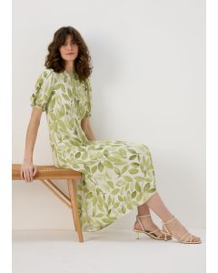 Leaf Print Midi Tea Dress