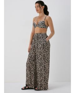 Animal Print Wide Leg Trousers