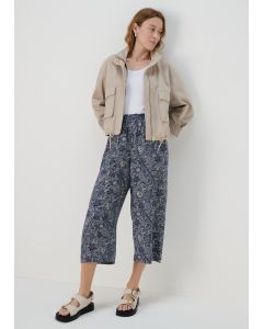 Tile Print Wide Leg Viscose Trousers