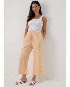 Wide Leg Linen Crop Trousers