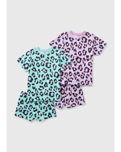 Girls 2 Pack Leopard Print Shortie