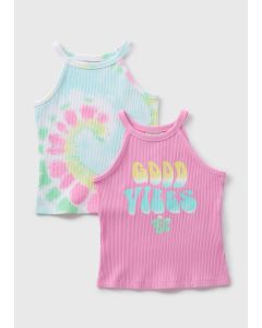 Girls 2 Pack Good Vibes Vests