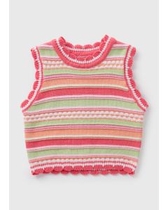 Girls Stripe Crochet Vest