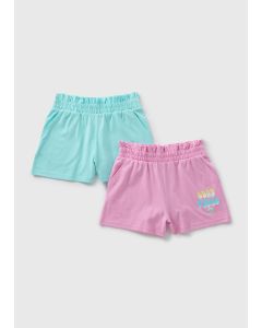 Girls 2 Pack Good Vibes Jogger Shorts