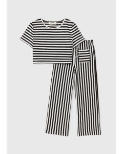 Girls Stripe Wed Leg Trousers & Top Set