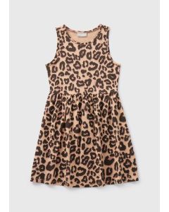 Girls Leopard Print Jersey Dress