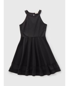 Girls Scuba Mesh Detail Dress