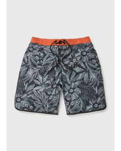 Mono Floral Leaf Print Swim Shorts