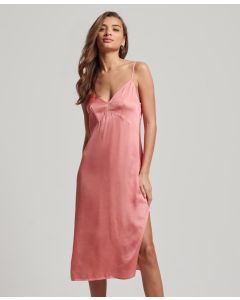 Satin Cami Midi Dress - Mauve Glow Pink - 12