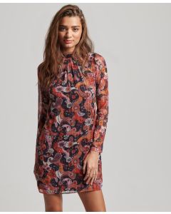 Print Flare Sleeve Mini Dress