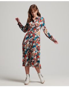 Printed Midi Shirt Dress