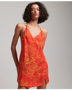 Printed Mini Slip Dress - Horaizu Red - 16