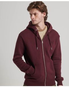 Essential Logo Zip Hoodie - Track Burgundy Marl - 2XL