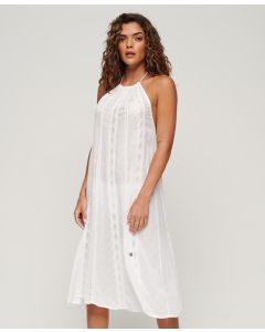 Halter Neck Midi Dress - Off White - 14