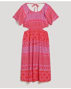 Printed Cut Out Midi Dress