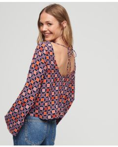 Printed Flared Woven Top