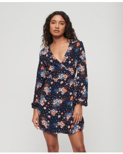 Printed Mini Wrap Dress