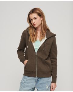 Essential Logo Zip Hoodie - Dark Chocolate Brown Marl - 8