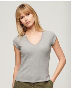 Organic Cotton Essential Lace Trim V-Neck T-Shirt