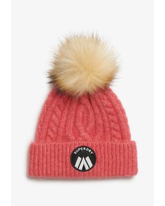 Cable Luxe Knit Beanie Hat-Pink-One Size