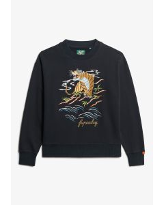 Suika Embroidered Loose Crew