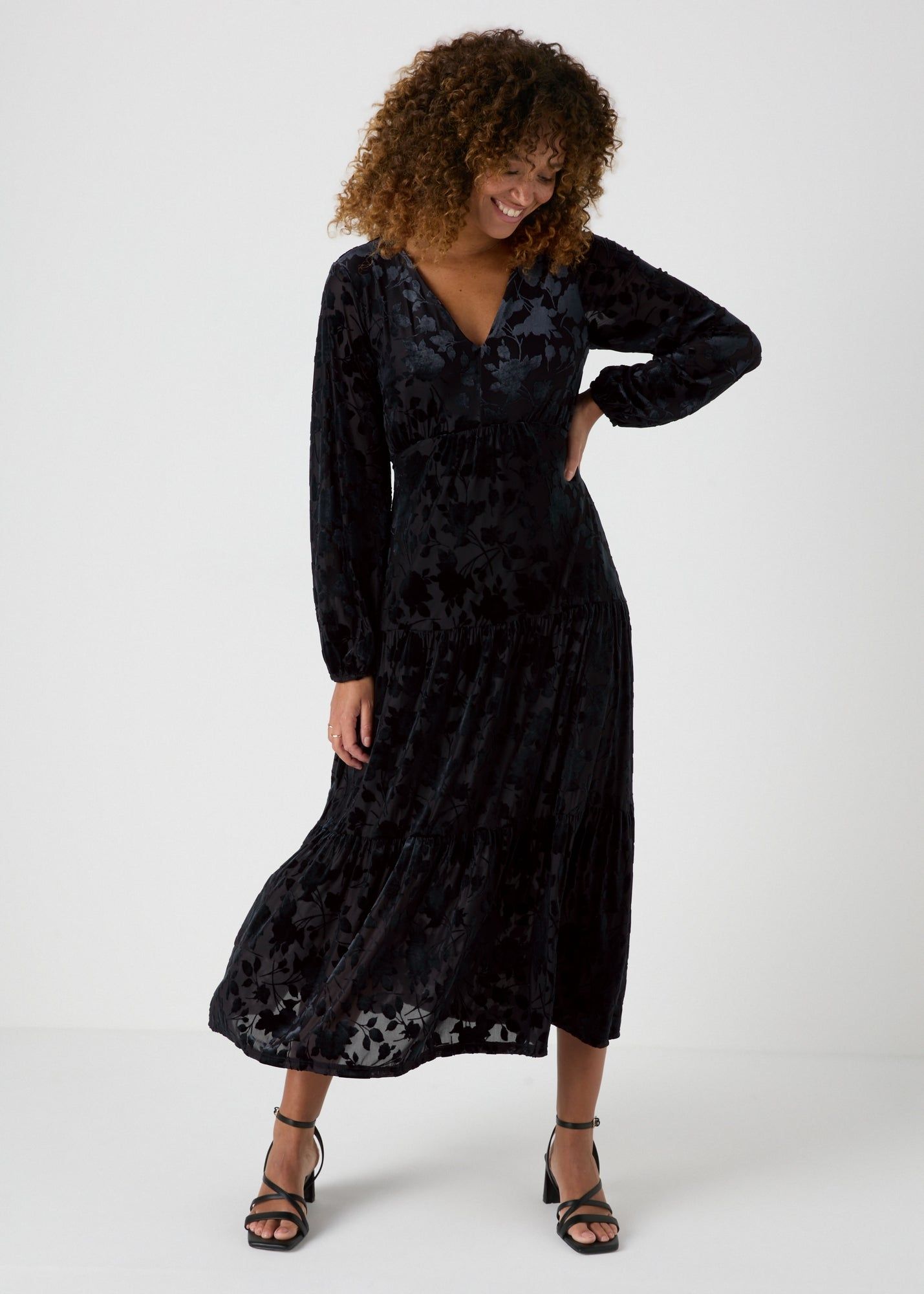 Floral Midaxi Dress-Black