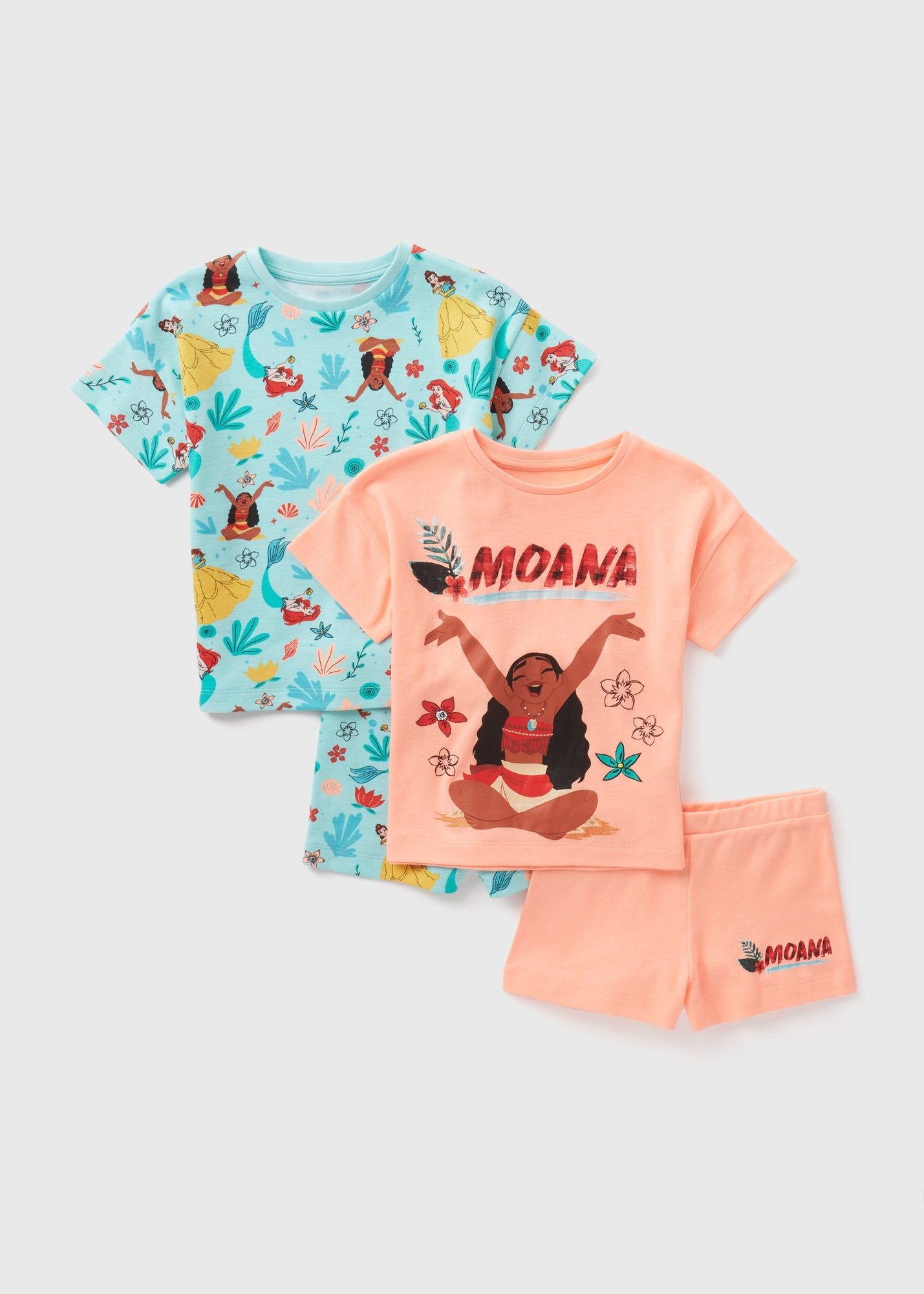 Disney 2 Pack Kids Princess Pyjama Top & Short sets