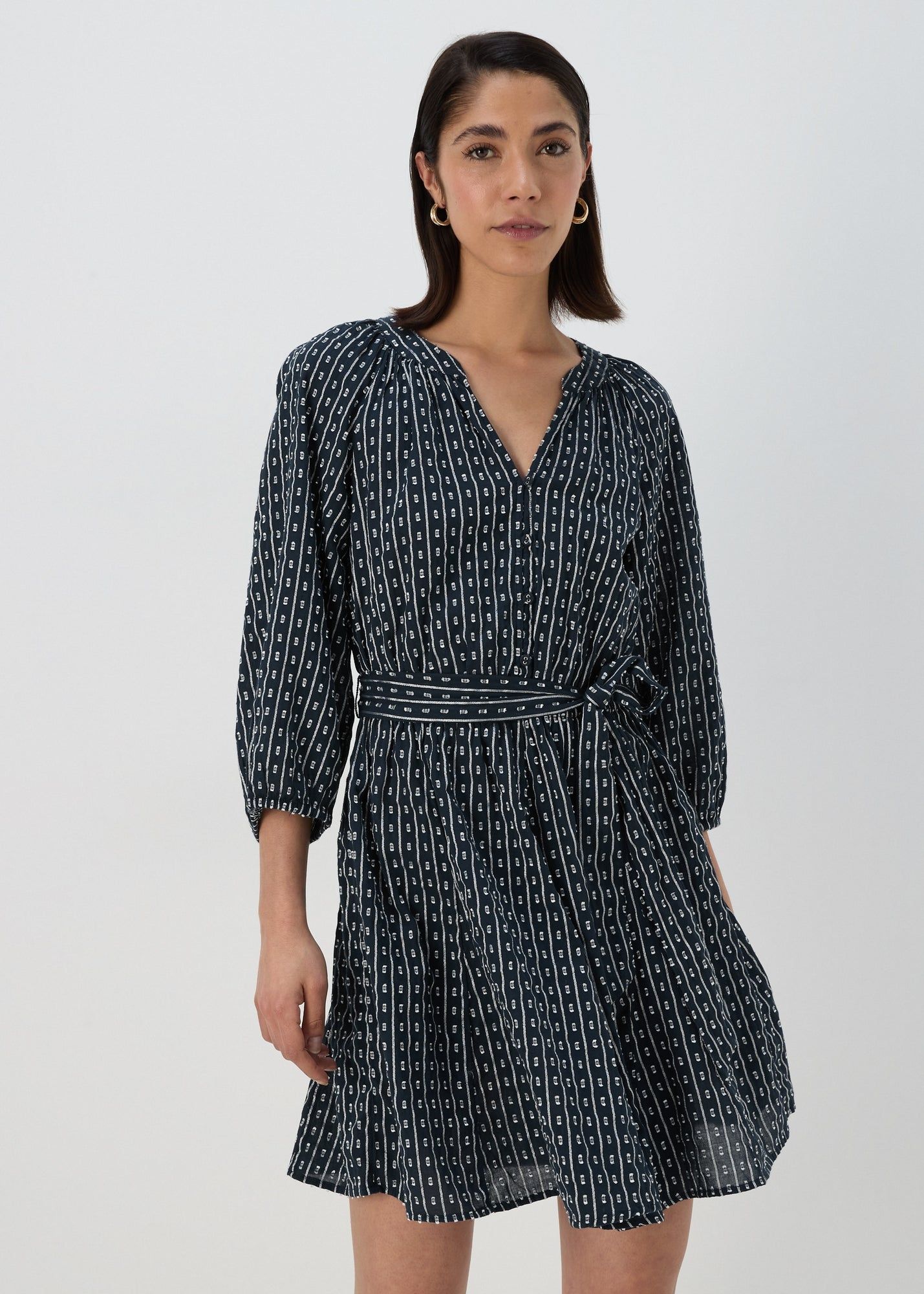 Dobby Mini Shirt Dress