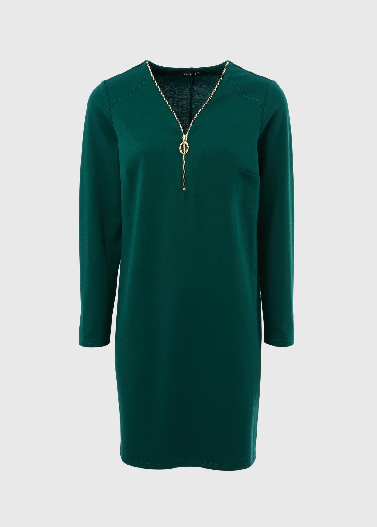 Et Vous Midi Jersey Dress-Dark Green