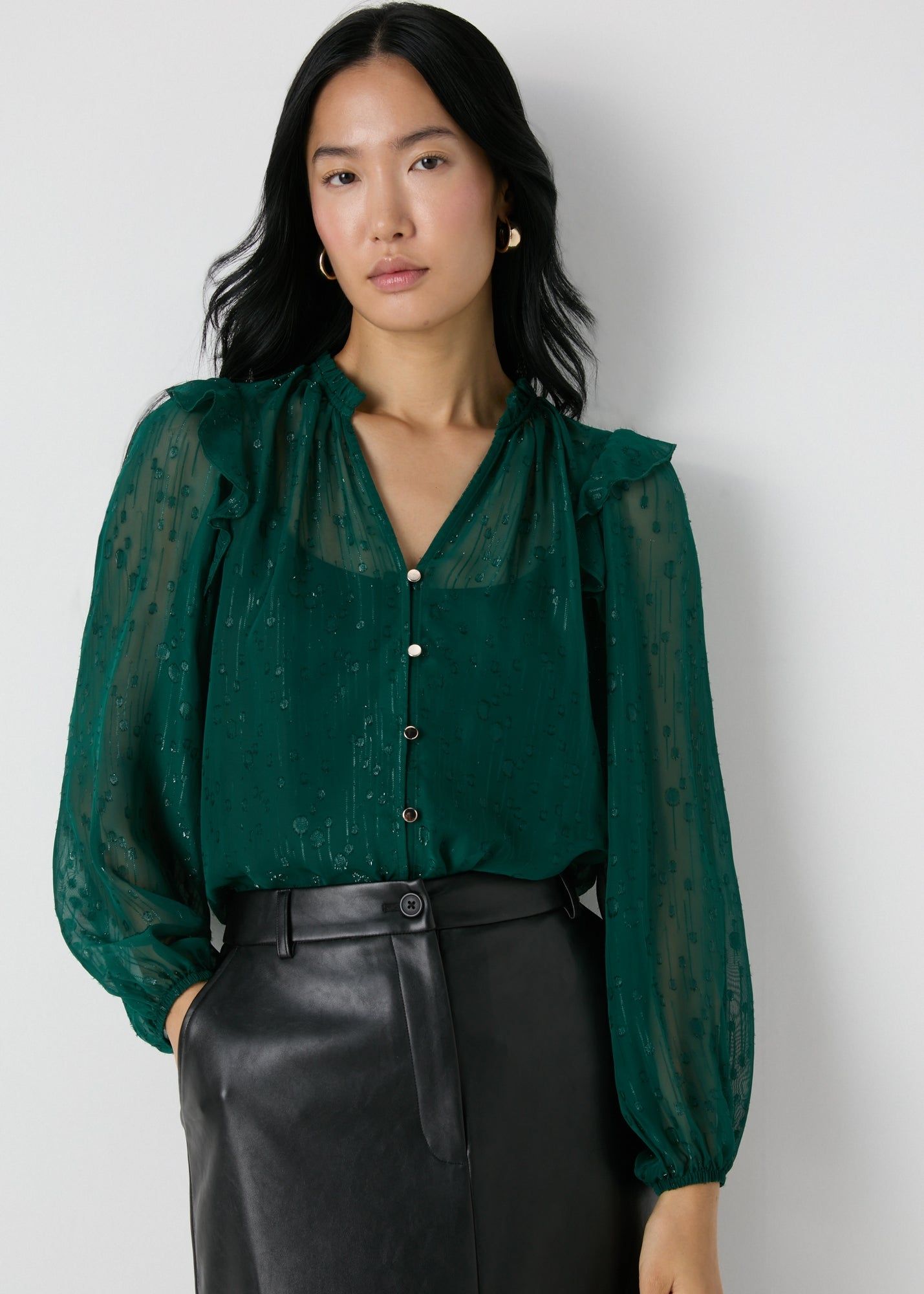 Frill Blouse-Green