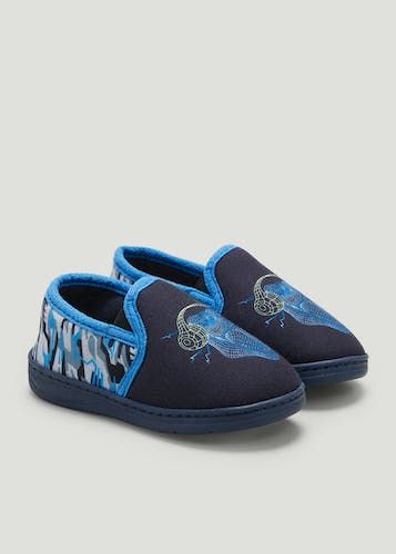 Kids Black Dinosaur Full Slippers