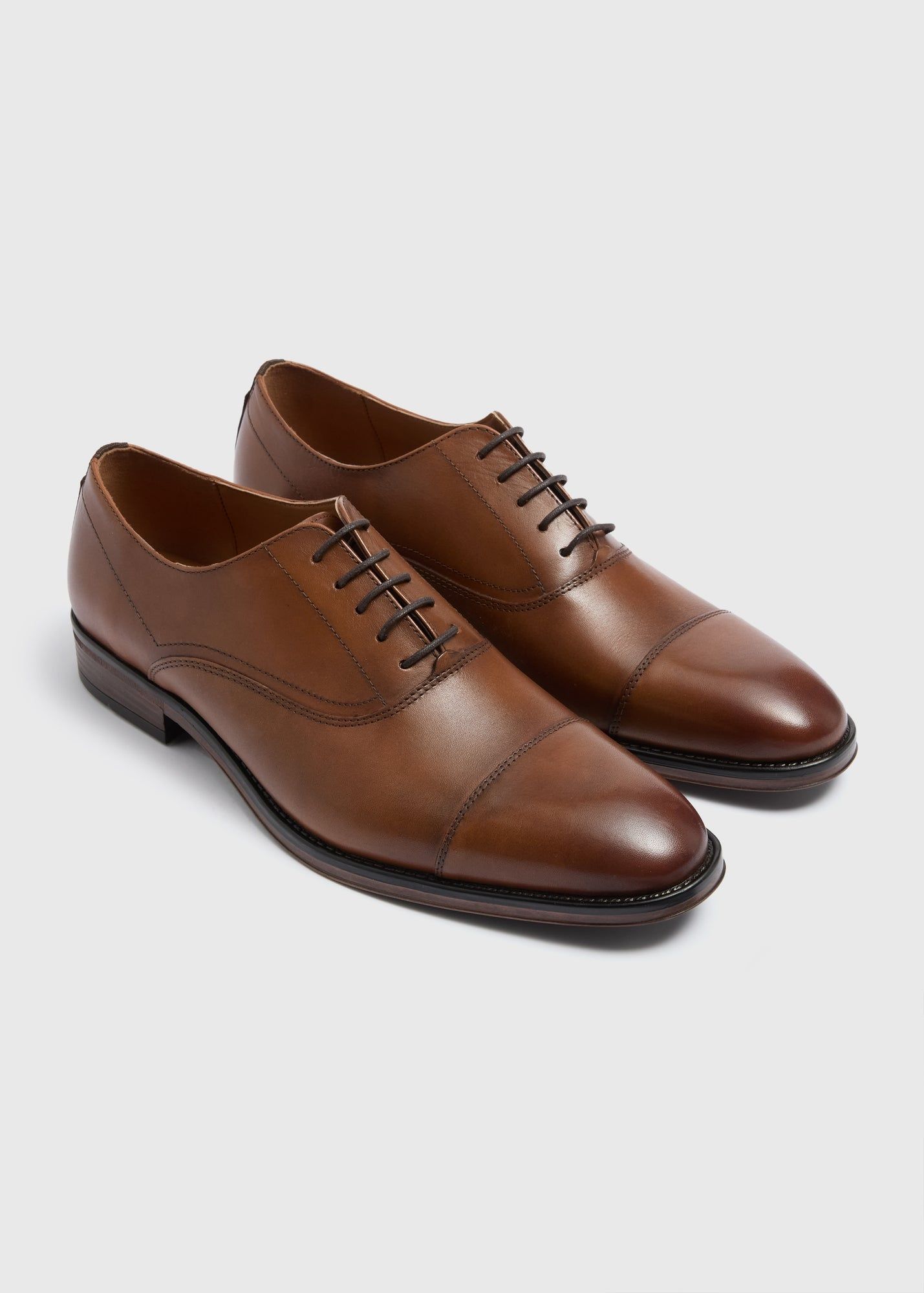 Leather Oxford Shoes-Brown
