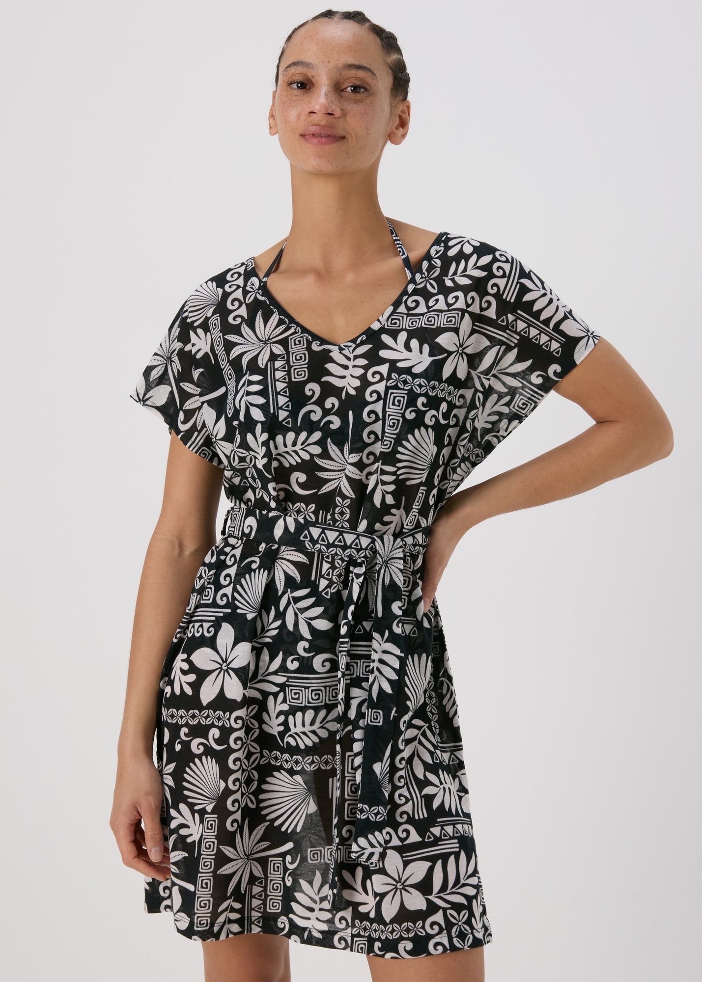 Luxe Leaf Print Jersey Kaftan