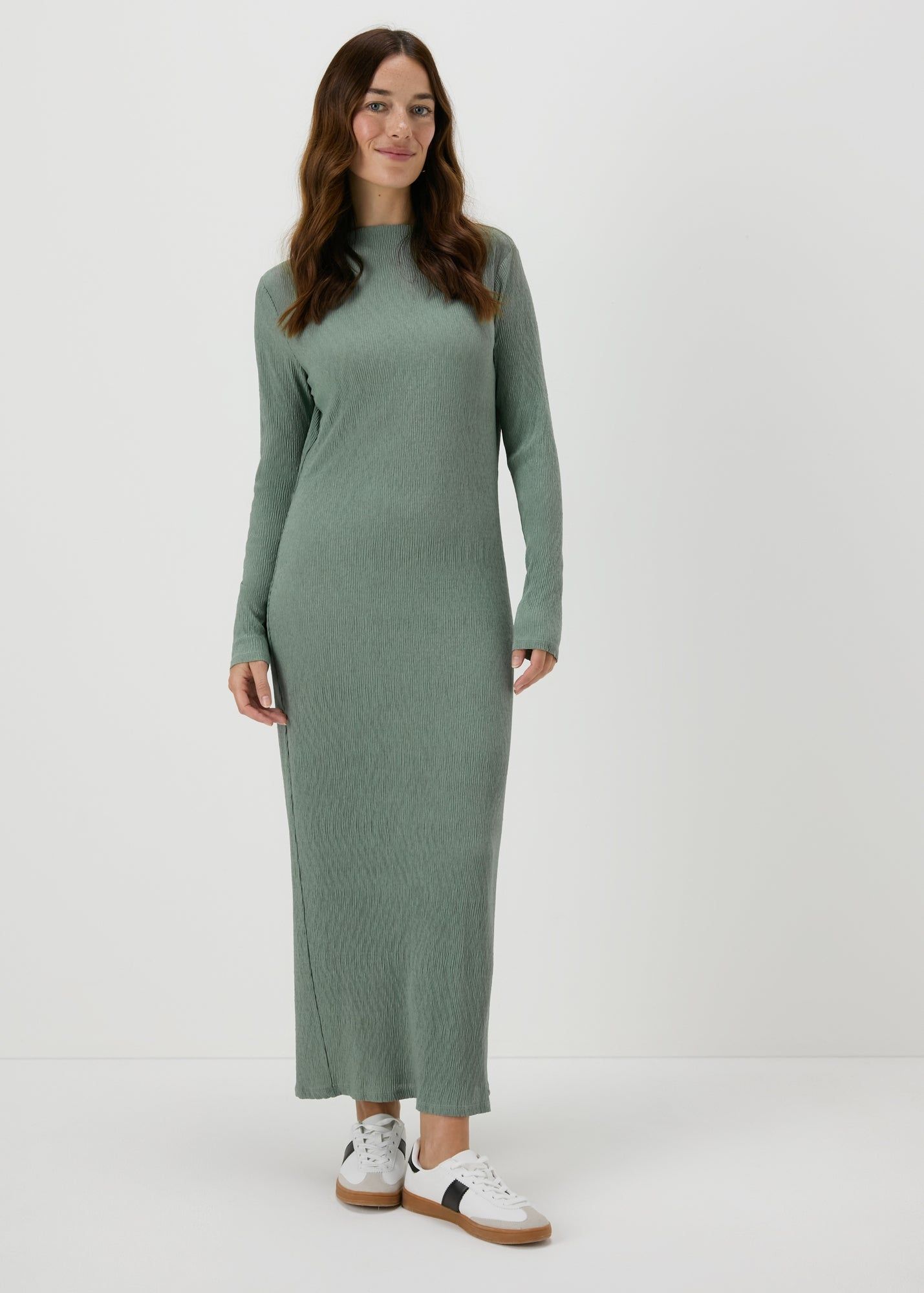 Plisse Midi Dress