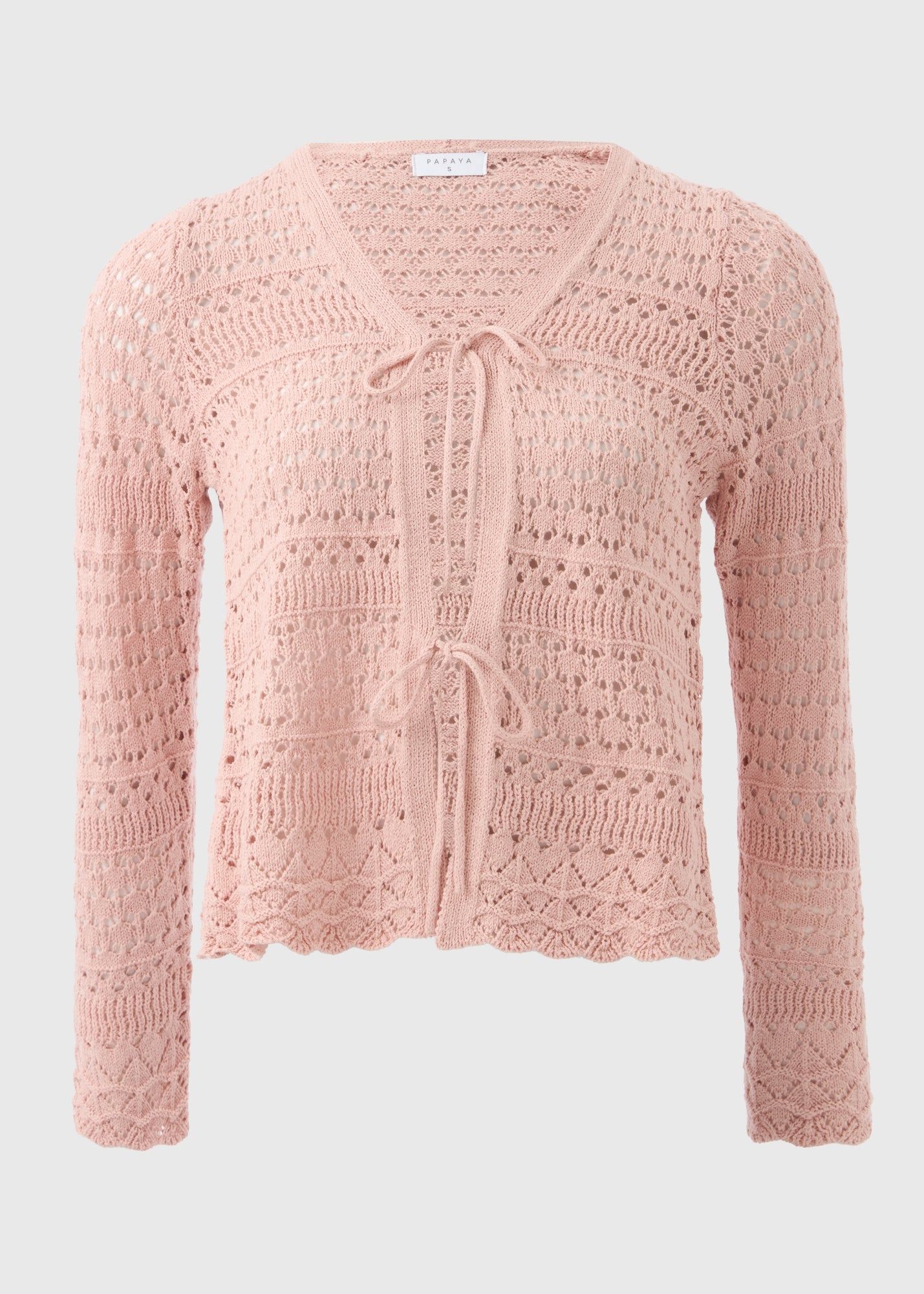 Pointelle Tie Front Cardigan