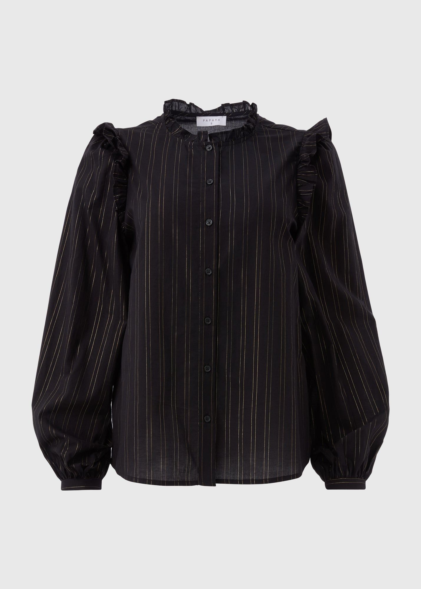 Stripe Ruffle Neck Shirt